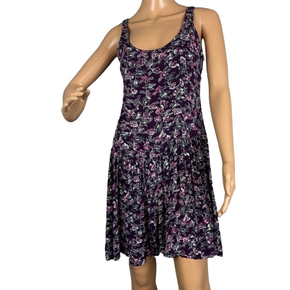 Brandy Melville Purple Floral Sleeveless Dress Backless One Size Resort Coastal